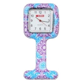 Orologio Per Infermieri - Quadrato - Fantasia Viola/Azzurro 1 pz.