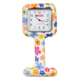 Orologio Per Infermieri - Quadrato - Fantasia Fiori 1 pz.