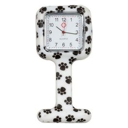 Orologio Per Infermieri - Quadrato - Fantasia Impronte 1 pz.