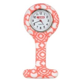 Orologio Per Infermieri - Rotondo - Fantasia Bianco/Rossa 1 pz.
