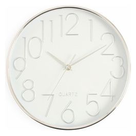 Orologio Da Muro Cromato Tondo Bianco
