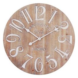 Orologio da Parete Inciso Antiques London in Mdf Diametro 60 cm Bianco e Naturale