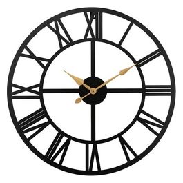 Orologio da Parete New Loft in Metallo con Lancette Oro Diametro 60 cm Nero