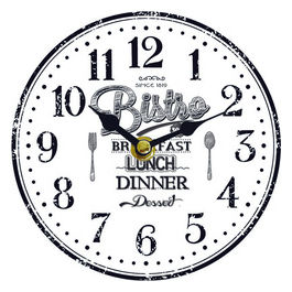 Orologio da Tavolo Menu in Metallo Diametro 15 cm Bianco e Nero