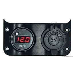 Voltometro 3/30 V + presa USB doppia 14.104.09