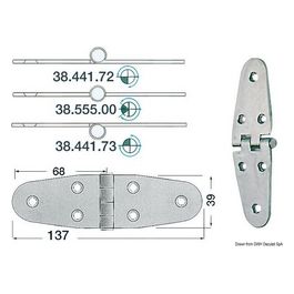 Cerniera inox sporgente 137x39 mm 38.441.72