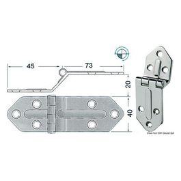 Cerniera inox sporgente 118x40 mm 38.445.05