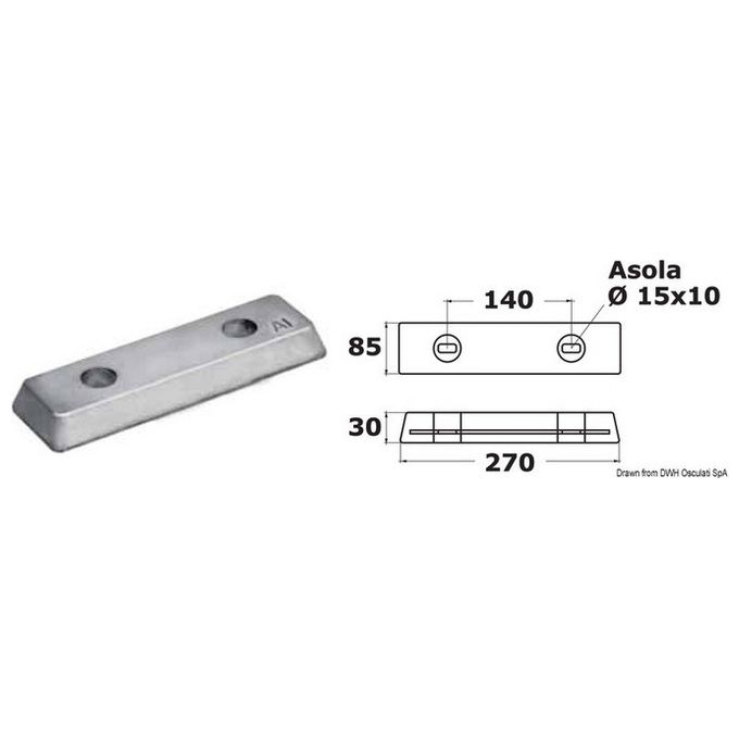 Anodo A alluminio a barra 43.511.01