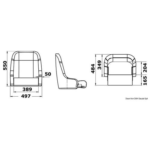 Sedile imbottito rivestito con flip up H51 RAL9010 48.410.06
