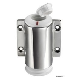 Basetta a parete inox cappuccio bianco 3 contatti 
