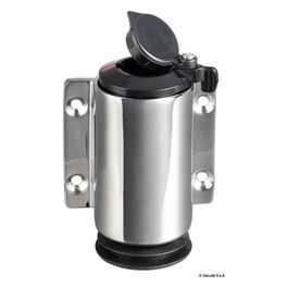 Basetta a parete inox cappuccio nero 2 contatti 