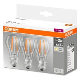 Osram pack 3 Lampadine led Filamento Goccia Chiara 7w/60 e27 luce Calda