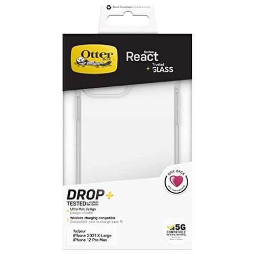 OtterBox React  Trusted Glass Custodia e Vetro per iPhone 13 Pro Max Clear
