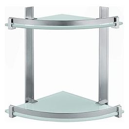 Porta Sapone Angolari Alluminio/Vetro Spazzolato Metallo 30x26x26 Cm