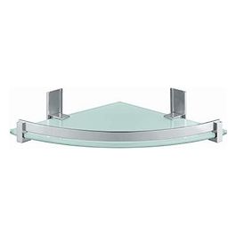 Porta Sapone Angolari Alluminio/Vetro Spazzolato Metallo 26x26x5,8 Cm