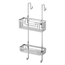 Gedy Porta Sapone Porta Oggetti Da Appendere Con 2 Vani Cromato Metallo 55x24,5x18,5 Cm