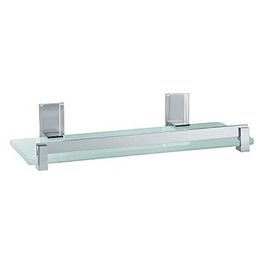 Porta Sapone Angolari Alluminio/Vetro Spazzolato Metallo 5,8x30x14,6 Cm