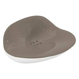 Porta Sapone Moby Bianco/Tortora Resina 5,5x15x12 Cm