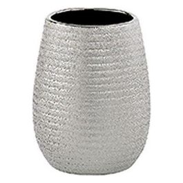 Bicchiere Porta Spazzolino Astrid Grigio/Argento Ceramica 11x8,3x8,3 Cm
