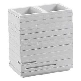 Bicchiere Quadrotto Bianco Resina 11,5x10,2x6,2 Cm