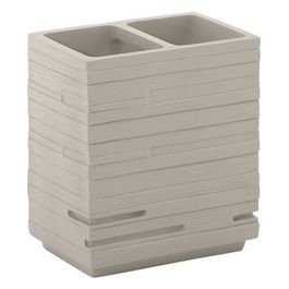 Bicchiere Quadrotto Tortora Chiaroiaro/Corda Resina 11,5x10,2x6,2 Cm