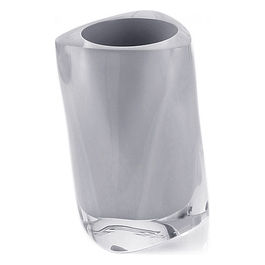 Bicchiere Twist Grigio/Argento Resina 12x8,5x8,5 Cm