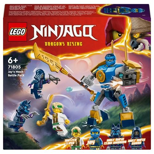LEGO NINJAGO 71805 Pack Mech da Battaglia di Jay, Giochi per Bambini 6+, Action Figure Giocattolo da Costruire e 4 Minifigure