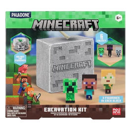 Kit di Scavo Minecraft con 3 Mini Figurine