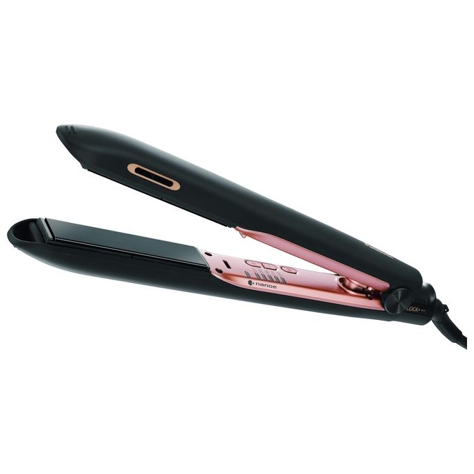 Panasonic EH-PHS9KK825 Piastra per Capelli Stile Professionale con Tecnologia Idratante Nanoe 5 Livelli di Temperatura Rivestimento in Ceramica Nero e Rose Gold