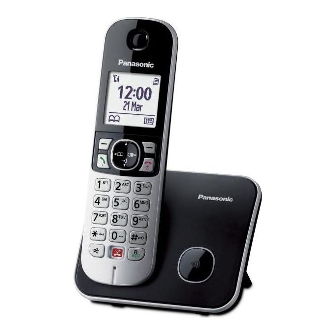 Panasonic KX-TG6851JTB Telefono Cordless DECT Schermo Lcd da 1.8" Base Design Sottile e Compatto Nero