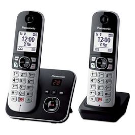 Panasonic KX-TG6862JTB Coppia Cordless DECT Display 1.8'' Blocco Chiamate ID Vivavoce Segreteria Nero