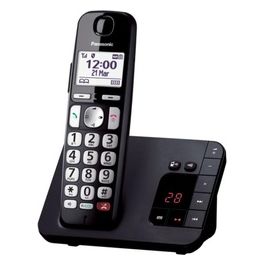 Panasonic KX-TGE260 Cordless Dect/Gap Display 1.8'' Rubrica Vivavoce Segreteria Tasti Grandi Senior Nero