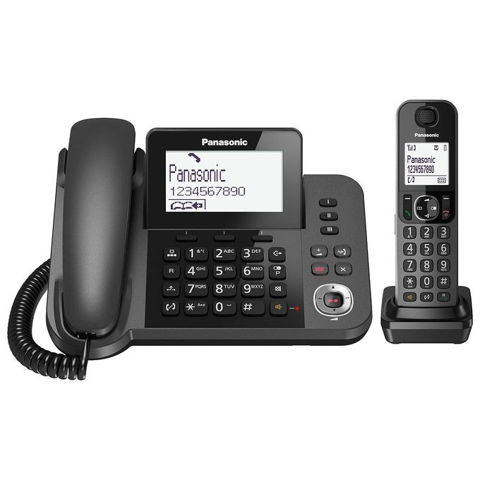 Panasonic KX-TGF320EXM Telefono fisso Display 3,4'' Segreteria Vivavoce + Cordless Dect Display 1,8'' Vivavoce Nero