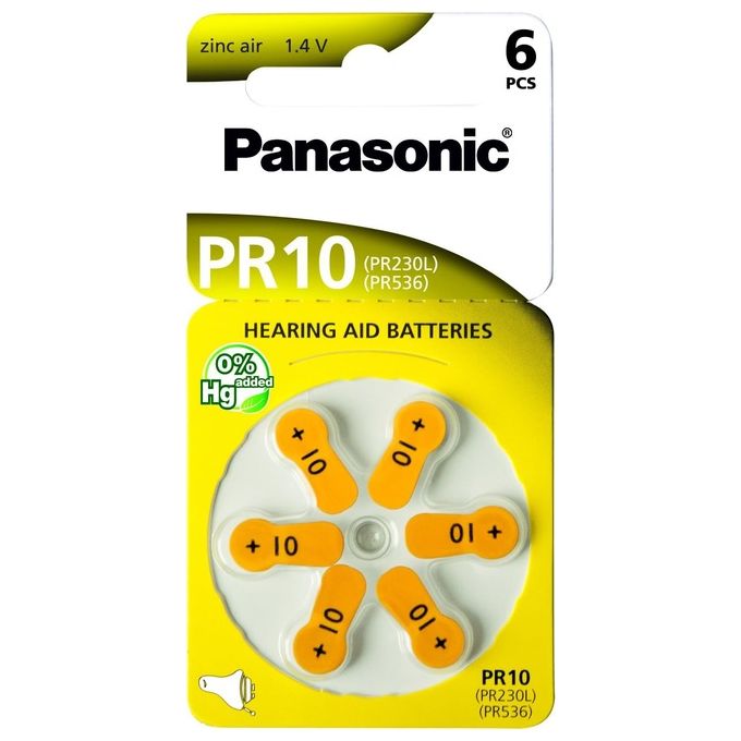 Panasonic PR 10 Pile per Apparecchi Acustici Zinc Air 6 Pezzi Rad