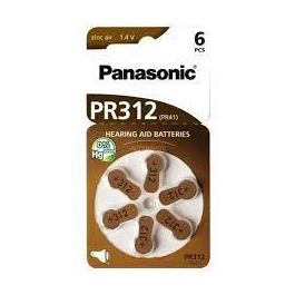 Panasonic PR 312 Pile per Apparecchi Acustici Zinc Air 6 Pezzi Rad