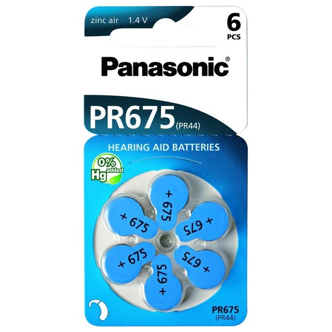 Panasonic PR 675 Pile per Apparecchi Acustici Zinc Air 6 Pezzi Rad