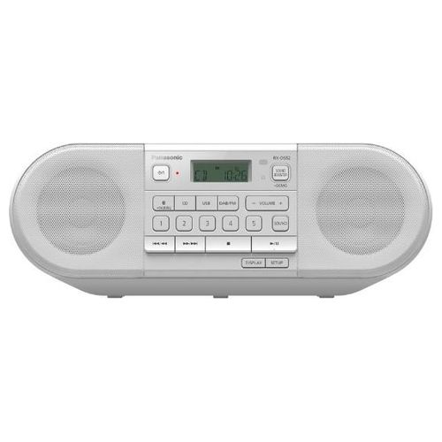 Panasonic RX-D552 Radio DAB+ Bluetooth Lettore Cd Design Vintage 20W Usb Telecomando Incluso Portatile Sound Booster Bianco