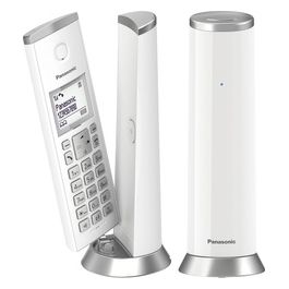 Panasonic KX-TGK210JTB Coppia Cordless Design Dect/Gap Display 1,5" Blocco chiamate Rubrica Vivavoce Bianco