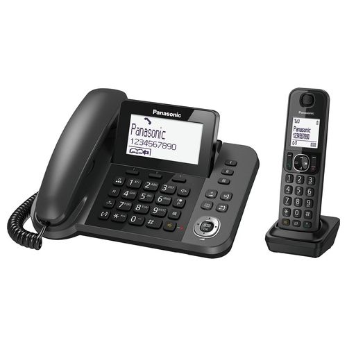 Panasonic KX-TGF310EXM Telefono fisso Display 3,4'' Vivavoce + Cordless Dect Display 1,8'' Vivavoce Nero