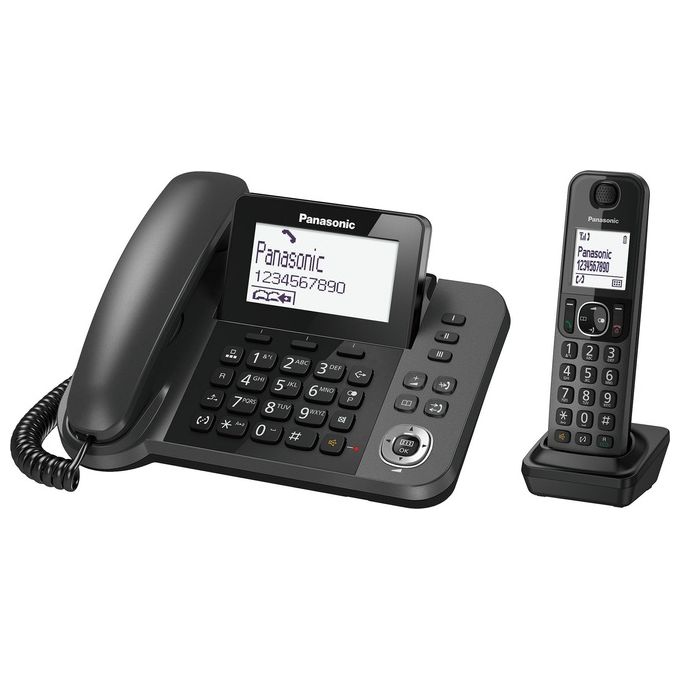 Panasonic KX-TGF310 Telefono Cordless e con Filo Nero