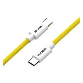 Celly, Cavo USB-C a USB-C con Connettore Reversibile per Ricarica Veloce, Lunghezza 1,5 m, Connettori in PVC e Rivestimento in Nylon Anti-piegamento, Carica e Trasferimento Dati Rapidi, Giallo