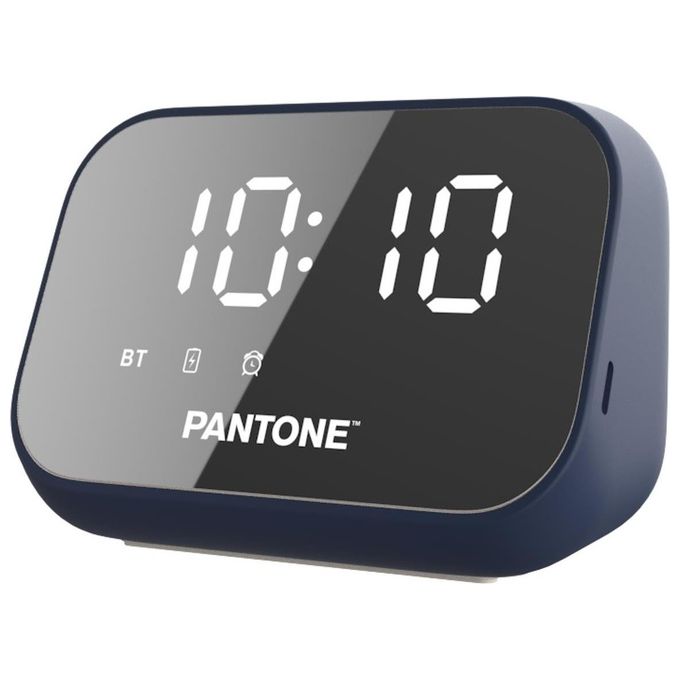 Pantone PT-BS008N Sveglia con Speaker Wireless Integrato Output Audio 5 W Batteria Ricaricabile 1200 mAh Autonomia Fino a 10 Ore colore Blu