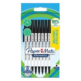 Paper Mate Confezione 8 Penne a Sfera Nero Kilometrico Recycled