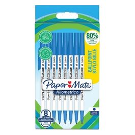 Paper Mate Confezione 8 Penne a Sfera Blu Kilometrico Recycled