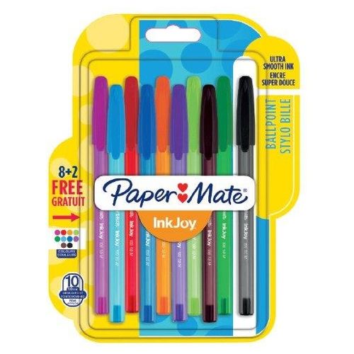 Papermate InkJoy 100 Cap Penna a Sfera con Cappuccio e Punta Media da 1,0mm 10 Pezzi Colori Divertenti Assortiti