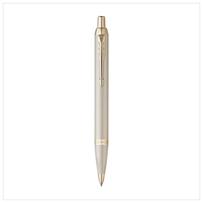 Parker 2172956 IM Monochrome Penna a sfera retrattile a clip punta media inchiostro blu acciaio inossidabile finitura champagne colore Champagne