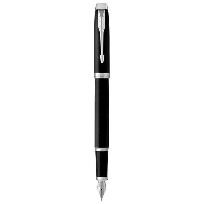 Parker IM Penna Stilografica Nero Opaco con Puntale Cromato Punta Fine con Inchiostro Blu Confezione Regalo