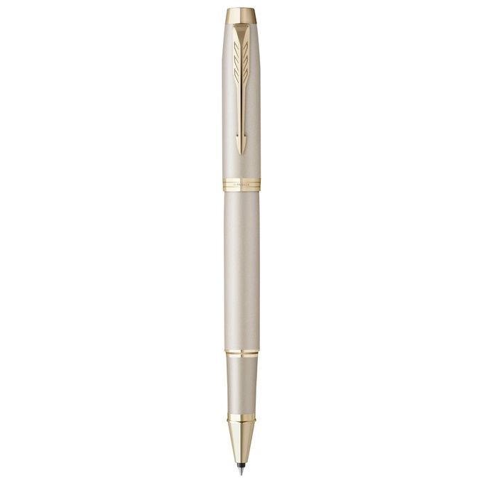PARKER 2172955 IM Penna roller punta fine inchiostro nero corpo in metallo finitura champagne colore Champagne