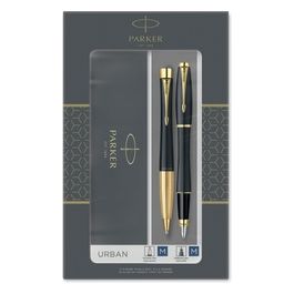 Urban Duo Set con Penna a Sfera e Penna Stilografica Muted Black Golden Trim Nero Opaco con Finiture in Oro