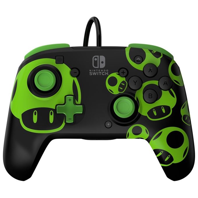 Pdp 1-Up Glow In The Dark Rematch Nero-Verde Usb Gamepad per Nintendo Switch-Nintendo Switch Oled